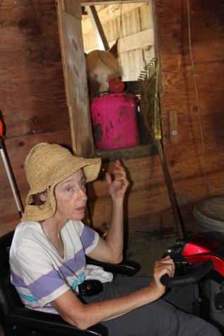 Kim DaWaulter’s farm includes many rescue animals. She hoists buckets of food for horses with a pulley and carries water one gallon at a time to poultry.Linda Geist