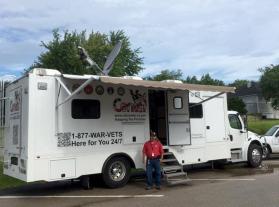 The Columbia Mobile Vet Center, staffed by technician Lloyd Adams, Jr., visited Salem on July 22 as part of the Tigers for Troops event. The office on wheels provides counseling and other support services for veterans. Photo by Jeff Williams, American Vol