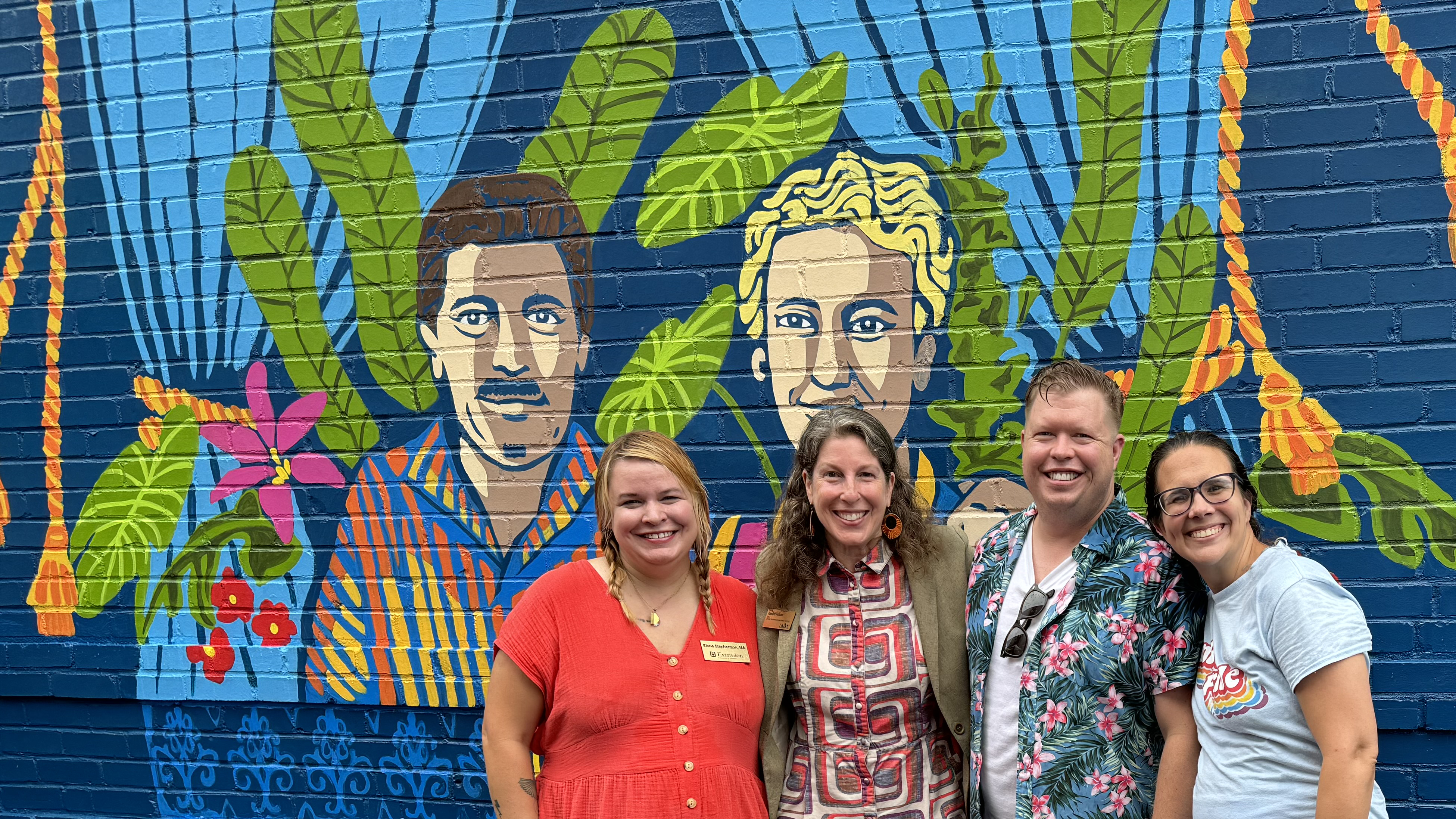 The Serman and Anderson Mural at Englewood Arts in Independence, MO (2024). This project was the result of a partnership between MU Extension, Englewood Arts, WinC Inclusion Center, and UMKC Fine Arts students and faculty.