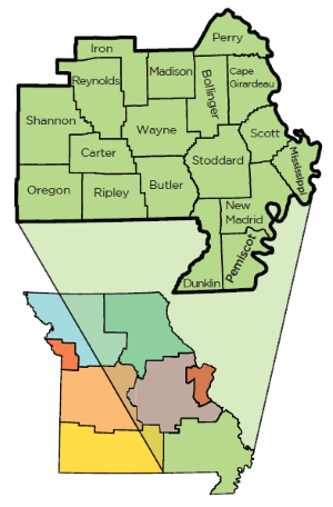 Southeast region counties pulled out of state of Missouri.