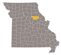 Map of Missouri highlighting Adair County