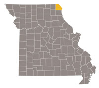 Map of Missouri highlighting Clark County