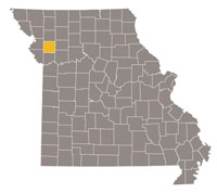 Map of Missouri highlighting Clinton County