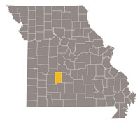 Map of Missouri highlighting Dallas County