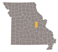 Map of Missouri highlighting Gasconade County