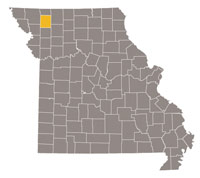 Map of Missouri highlighting Gentry County