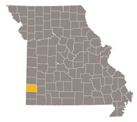 Map of Missouri highlighting Jasper County