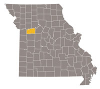 Map of Missouri highlighting Lafayette County