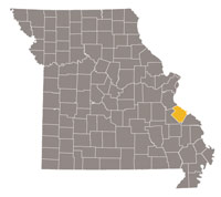 Missouri map with Ste. Genevieve County highlighted