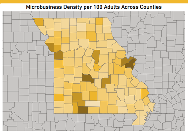 Missouri map with counties shaded