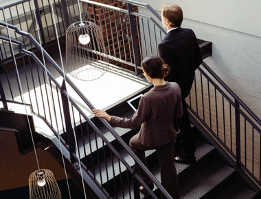 Business people using stairs