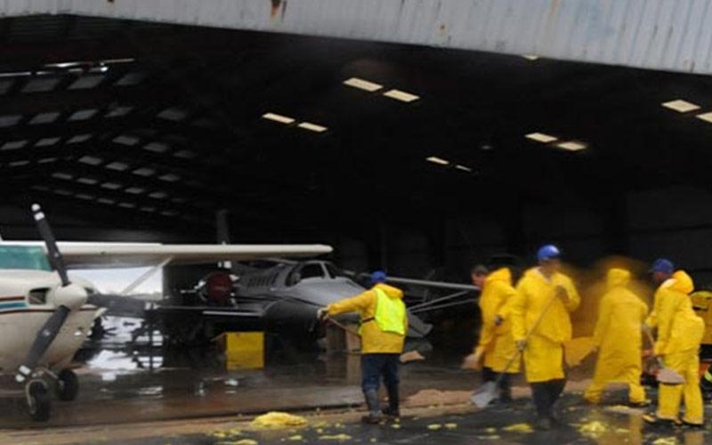 firefighters training at an airport hangerfirefighters training at an airport hanger