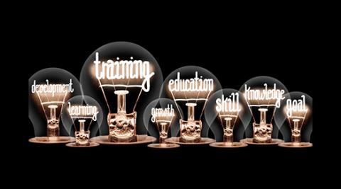 light bulb series with element spelling various training terms