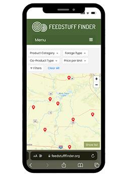 Feedstuff Finder app on phone