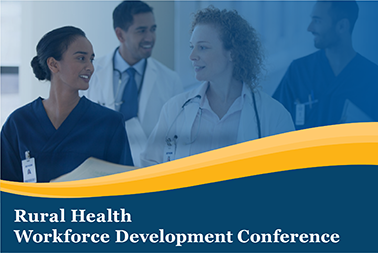 Rural health conference graphic with medical professionals