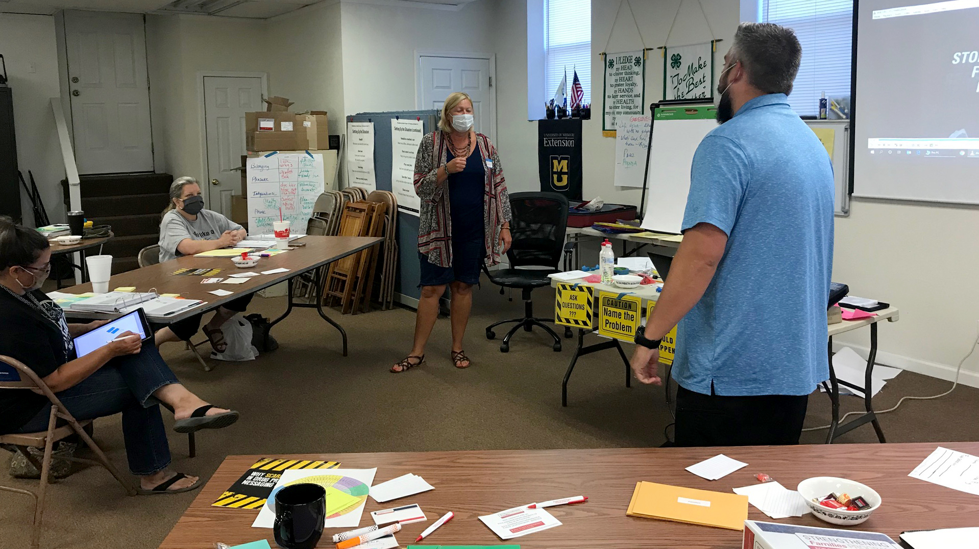 Among those who attended PROSPER pilot training in Fredericktown in August were, from left, Audra Basti, middle school science teacher; Kelly Krokis, elementary school technology teacher, school bus driver and mayor of Fredericktown; Shanna Sorg, MU Exten