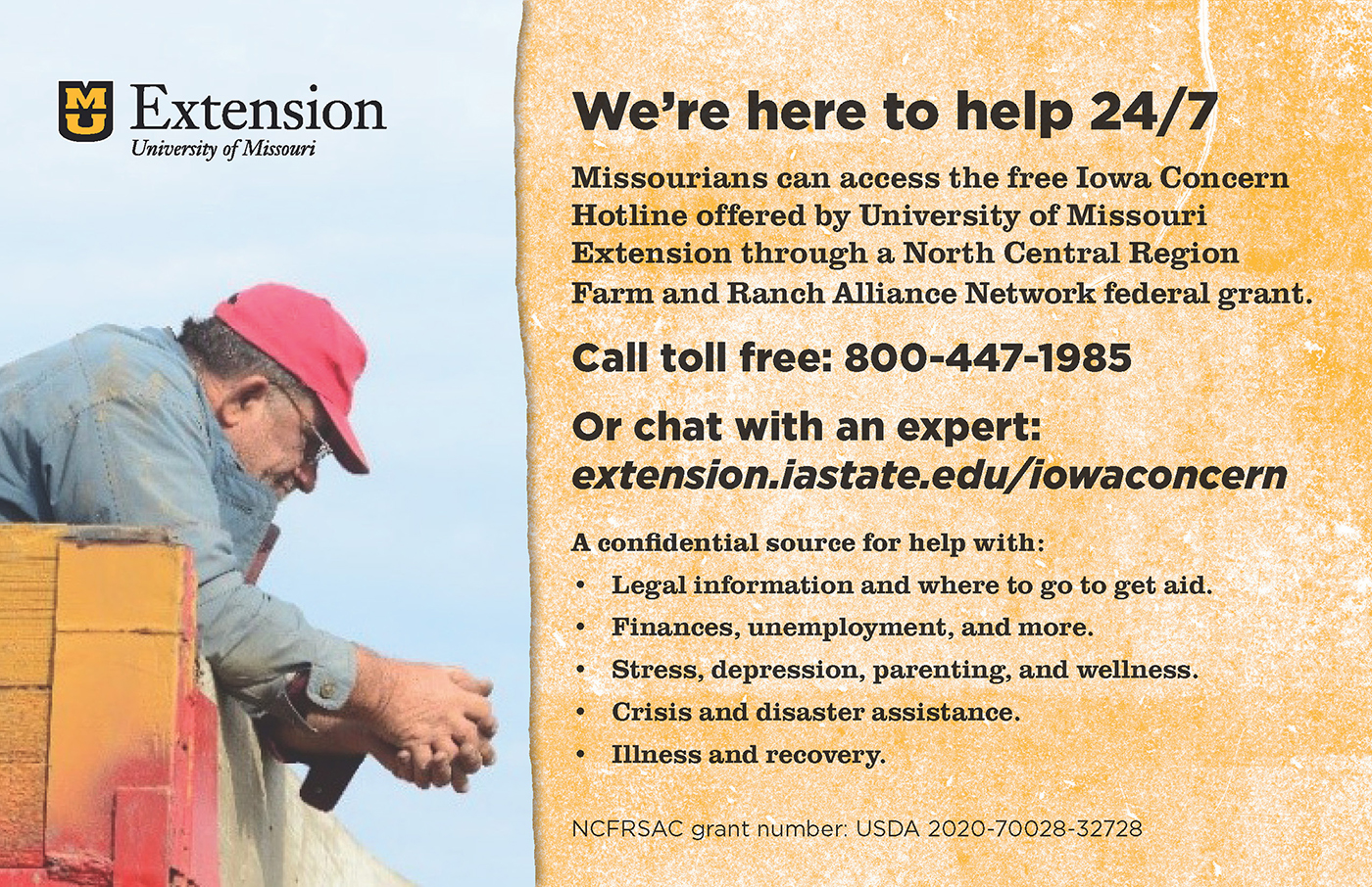 Iowa Concern Hotline flyer. 