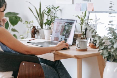 Plants create an attractive workspace in an otherwise Spartan dorm room. Stock photo from Pexels.