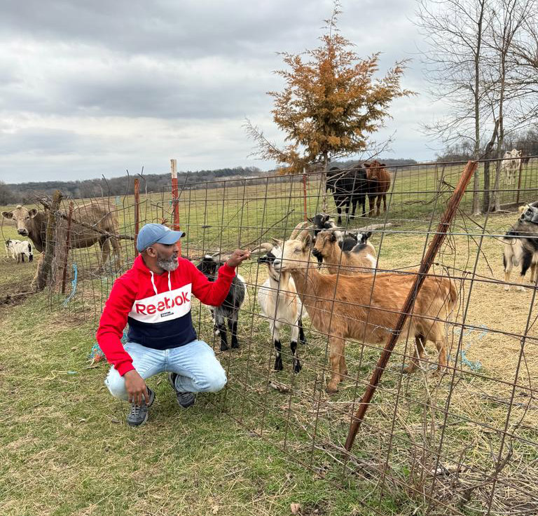 David Brown and goats