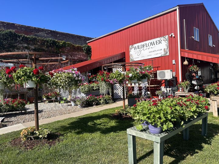 Wildflower Grove offers an inviting exterior in the town of Greencastle, population 224. The shop specializes in cut flower arrangements but also offers a variety of other seasonal products such as hanging baskets, bedding plants, fresh produce and mums. Photo courtesy of Jennifer Schutter.