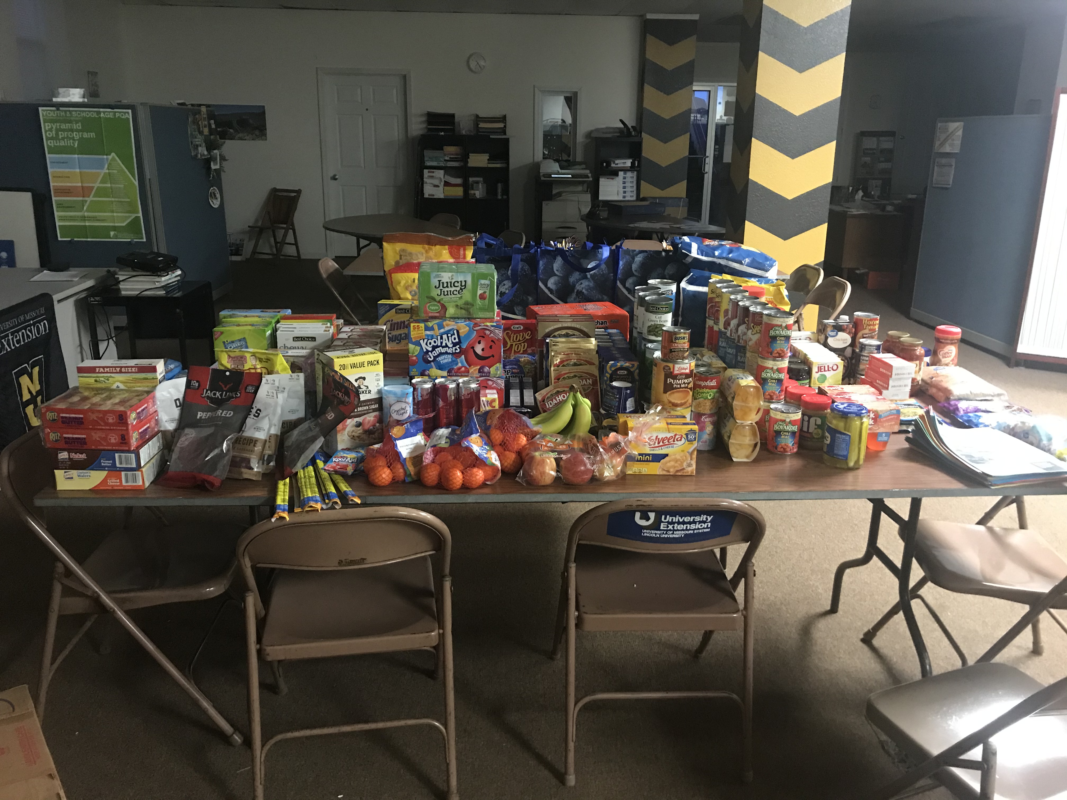 Community members delivered about 600 pounds of donated food to the MU Extension Center in Madison County.